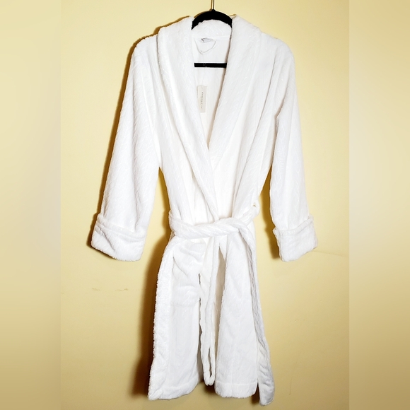 Charter Club Women's Intimates Bright White Plush Short Bathrobe Size Large - Picture 1 of 7